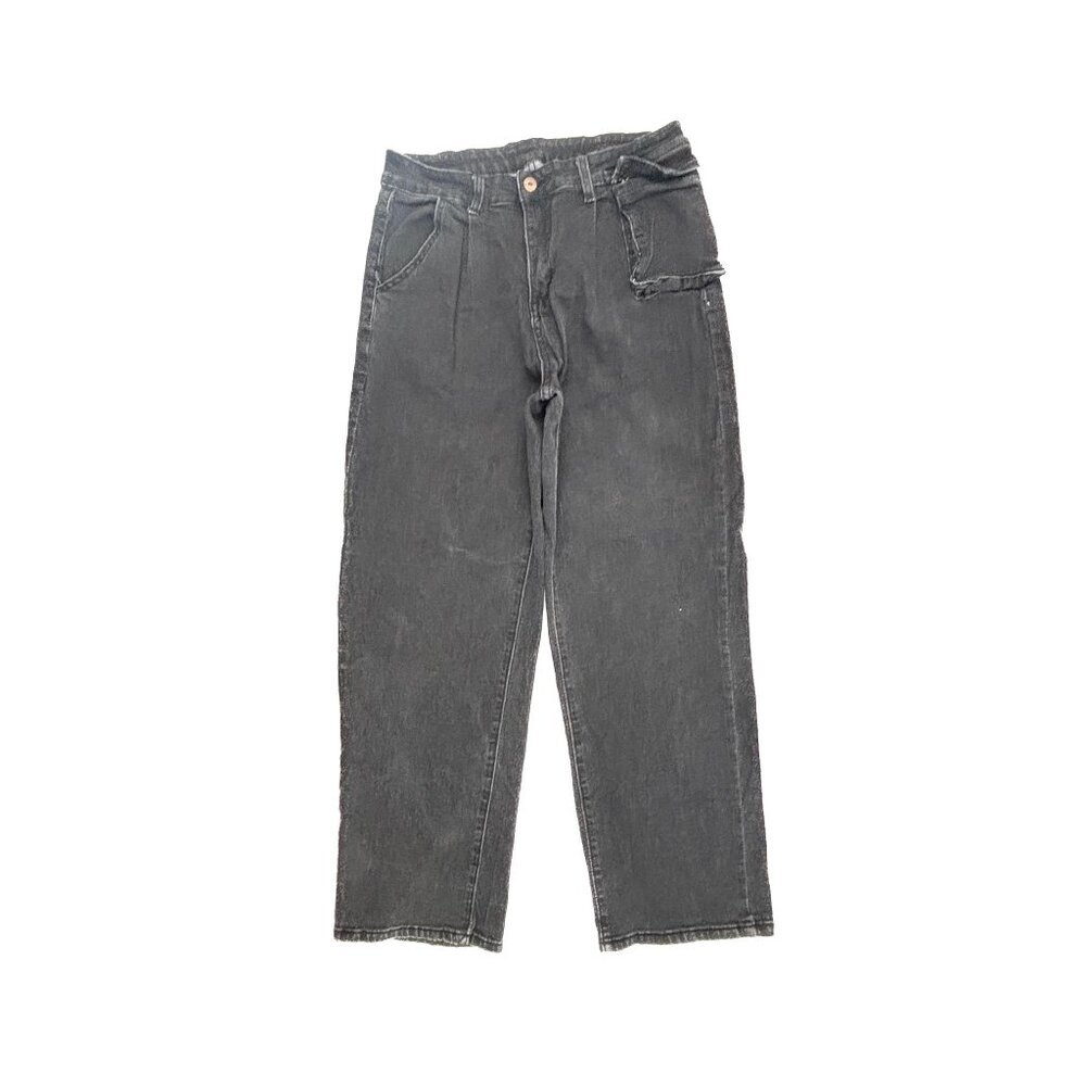 Unbranded Relaxed Straight Pleated Women's‎ size L Black Denim jeans